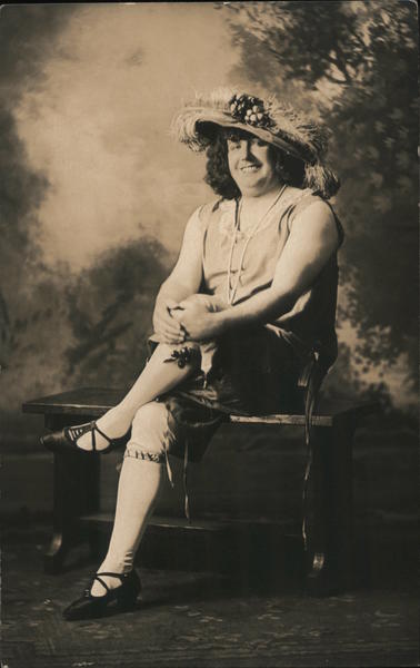 Woman on Bench, Stockings, Hat San Francisco, CA Hats Postcard