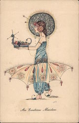 An Eastern Maiden Art Deco Postcard