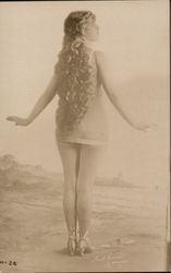 Woman at Seashore Mack Sennett Comedies Postcard
