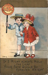 If I Might Always Hold the Light Your Path Would Be Forever Bright! - Little girl and boy Postcard