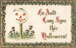 For Auld Lang Syne this Halloween - White Jack-O-Lantern on a Pole Postcard