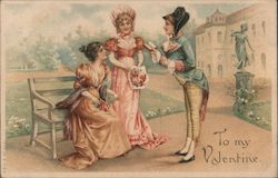 To My Valentine - A Man Reading to Two Women Postcard