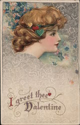 I greet thee Valentine Women Postcard Postcard Postcard