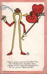 There goes conceited Hair-Pin, He thinks he's mighty fine, Cause every woman needs him Postcard