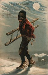 A Lad and a Ladder Postcard