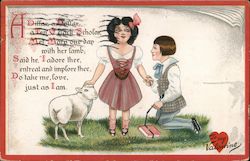 Mary and her lamb, Male on knees asking for her hand Postcard