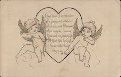 Two Cupids Don't shoot, I surrender, I'm young and so tender. Postcard