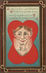 Reflective Valentine- Picture of heart with smiling and frowning man Men Postcard Postcard Postcard