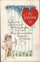 My Valentine Cupid's arrow pierced my heart with loving thoughts from a dart Postcard