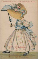 Little Girl in Dress and Sunbonnet, For My Valentine Postcard