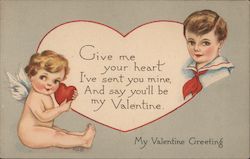 My Valentine Greeting Cupid and boy Postcard