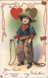 Your Heart is Mine - My Valentine - A Boy Wearing Cowboy Clothes Postcard