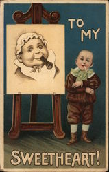 Baby Paints Picture of Another Baby, To My Sweetheart! Postcard