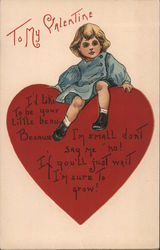 To my Valentine Boy sitting on heart Postcard