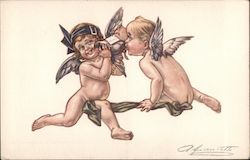 Two Cupids whispering Postcard