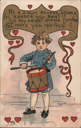 Boy Plays Drum Children Postcard Postcard Postcard