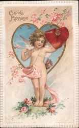 Cupid's Message - Cupid Holding an Arrow and Heart Postcard Postcard Postcard