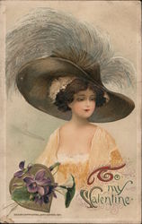 To My Valentine - A Woman in a Large Hat Postcard