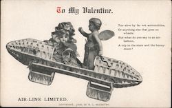 To my Valentine Doll and cupid flying Postcard