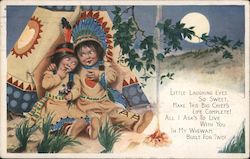 Native American Couple in a Wigwam Postcard