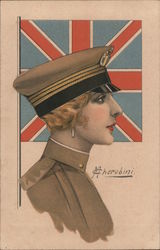 Woman in Soldier's Uniform Postcard