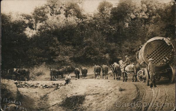 Moving Boiler by Horse Drawn Wagon Foresthill California