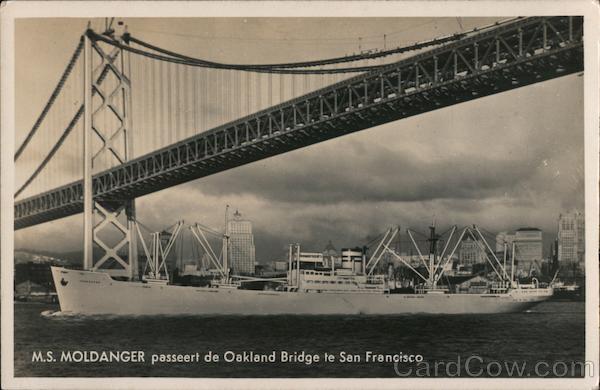 MS Moldanger of the Interocean Line passing under the Oakland Bay Bridge San Francisco California