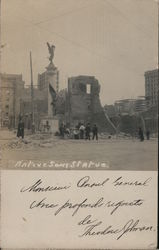 "Native Sons Statue" - Admission Day Monument after Earthquake Postcard