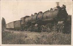 Steam Engine Pulling Rail Cars Postcard