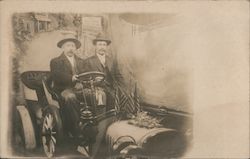 Two Men in a Car "24 miles to San Francisco" Postcard