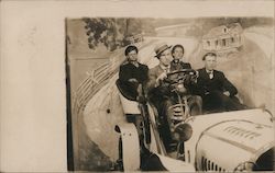 Four Men in a Car "24 Miles to S.F." Postcard