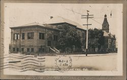 Library and School House Postcard