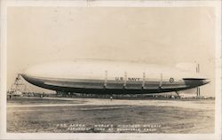 U.S.S. Akron, World's Mightiest Airship - Permanent Home Moffett Field, Sunnyvale Postcard