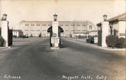 Moffett Field Entrance with Hangar in the Background Postcard