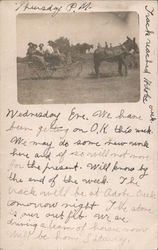 People in Horse Drawn Wagon Postcard