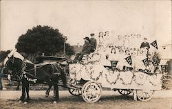Women on Wagon Parade Float Being Pulled By Horses Postcard