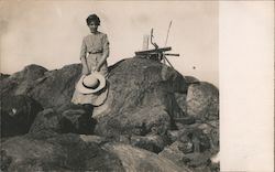 Woman on Top of Mount Campbell Postcard
