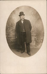 Man in Suit and Top Hat Smoking Cigar Postcard