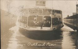 Rear View of San Francisco Bay Ferry 'Piedmont' with Passengers at Oakland Pier Postcard