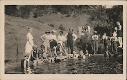 People Swimming at Pool Postcard