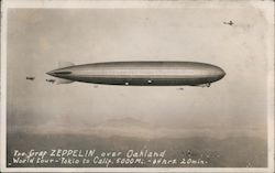 The Gref Zeppelin over Oakland California Postcard Postcard Postcard