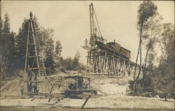 Railroad, Bridge Under Construction Postcard