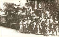 People around Locomotive (Reproduction) Monte Rio, CA Postcard Postcard Postcard