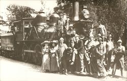 People around Locomotive (Reproduction) Postcard