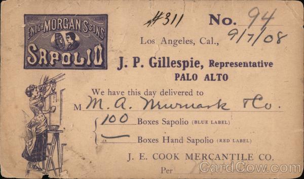 Enoch Morgan's Sons Sapolio Palo Alto California