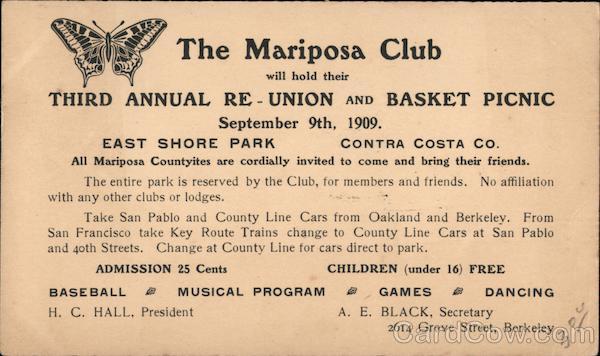 The Mariposa Club Correspondence Card Berkeley California