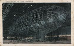 Framework of U.S.S. Akron, Navy Airship (Macon?) Postcard