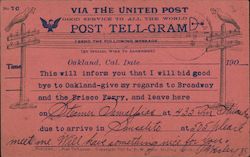 United Post Tell-Gram Oakland, CA Postcard Postcard Postcard