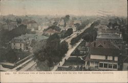 Bird's-eye view of Santa Clara Avenue from the City Hall tower Alameda, CA Postcard Postcard Postcard