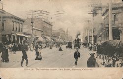 The Business Center, Park Street after Circus Parade Alameda, CA Postcard Postcard Postcard